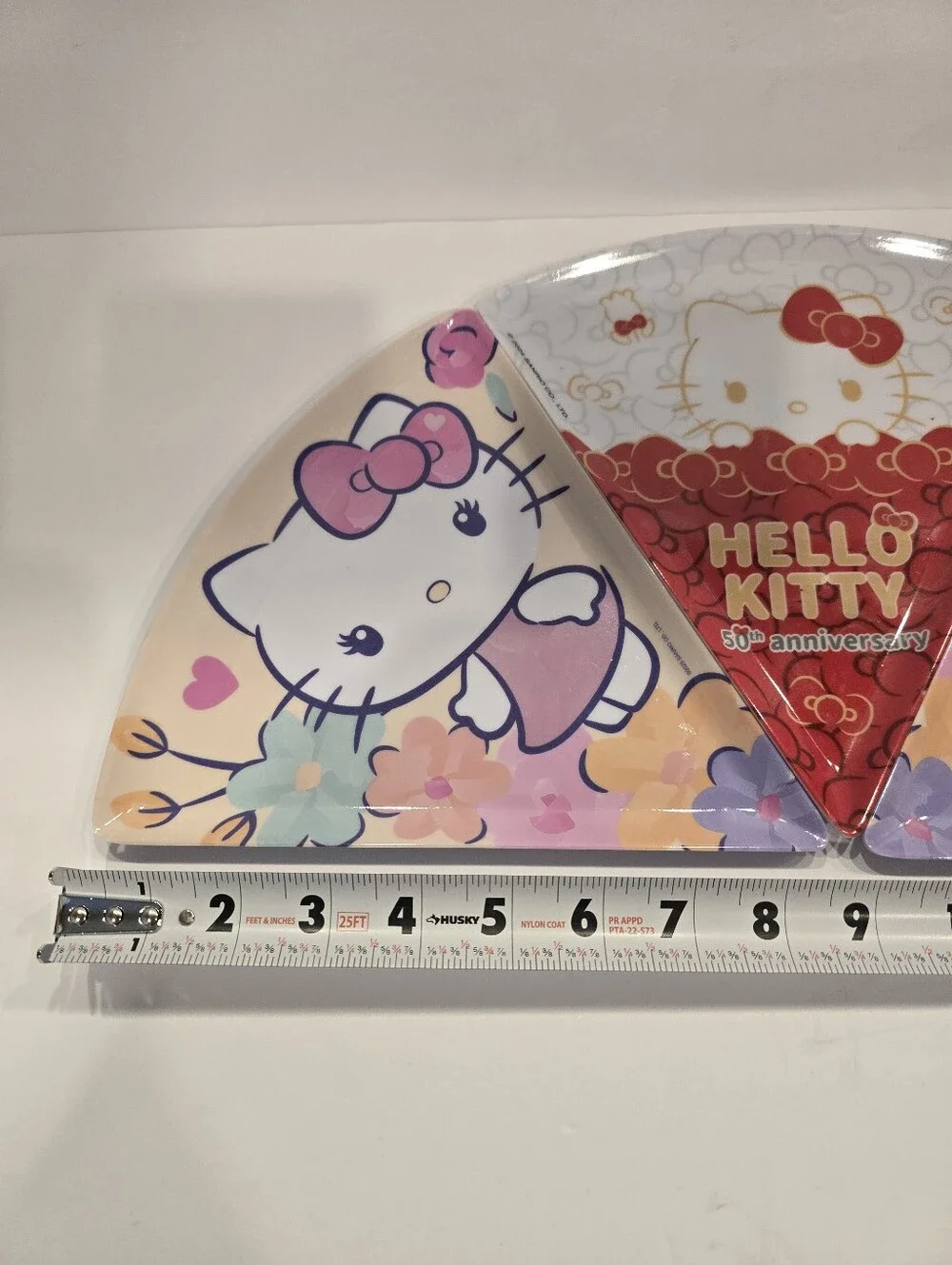 Hello Kitty Pink and Red Floral Party Pizza Plastic Plate 3 Piece Set New